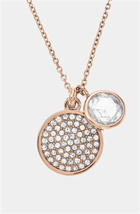 michael kors branded disc necklace|michael kors necklace for women.